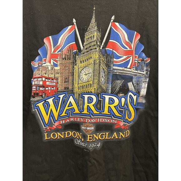 VTG Y2K Harley Davidson WARR’S London England T-Shirt Men's XXL Made in USA, NEW - Picture 2 of 8